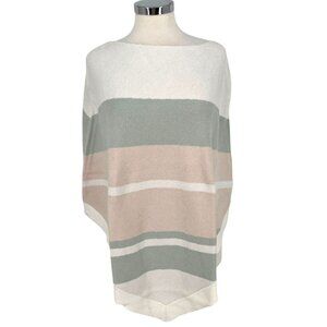 Barefoot Dreams CozyChic Ultra Lite Ocean Breeze Poncho Pink Multi Stripe NWT